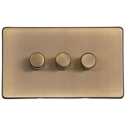 Vintage Range-Antique Brass-3 Gang Dimmer (400 watts)