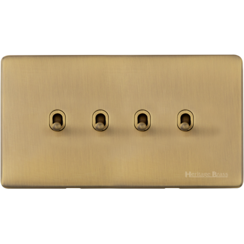 Vintage Range-Antique Brass-4 Gang Stockholm Toggle